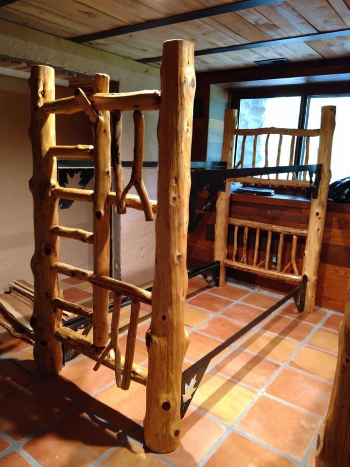 Cedar log bunk beds