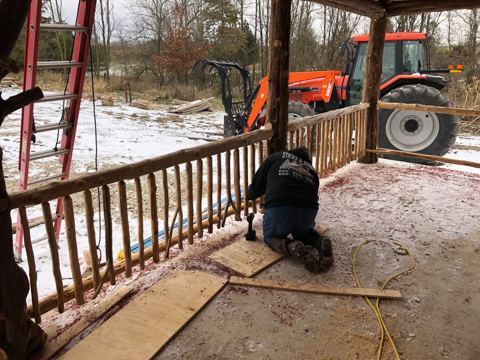 Sticks & Stones hand-notched cedar log cabin work